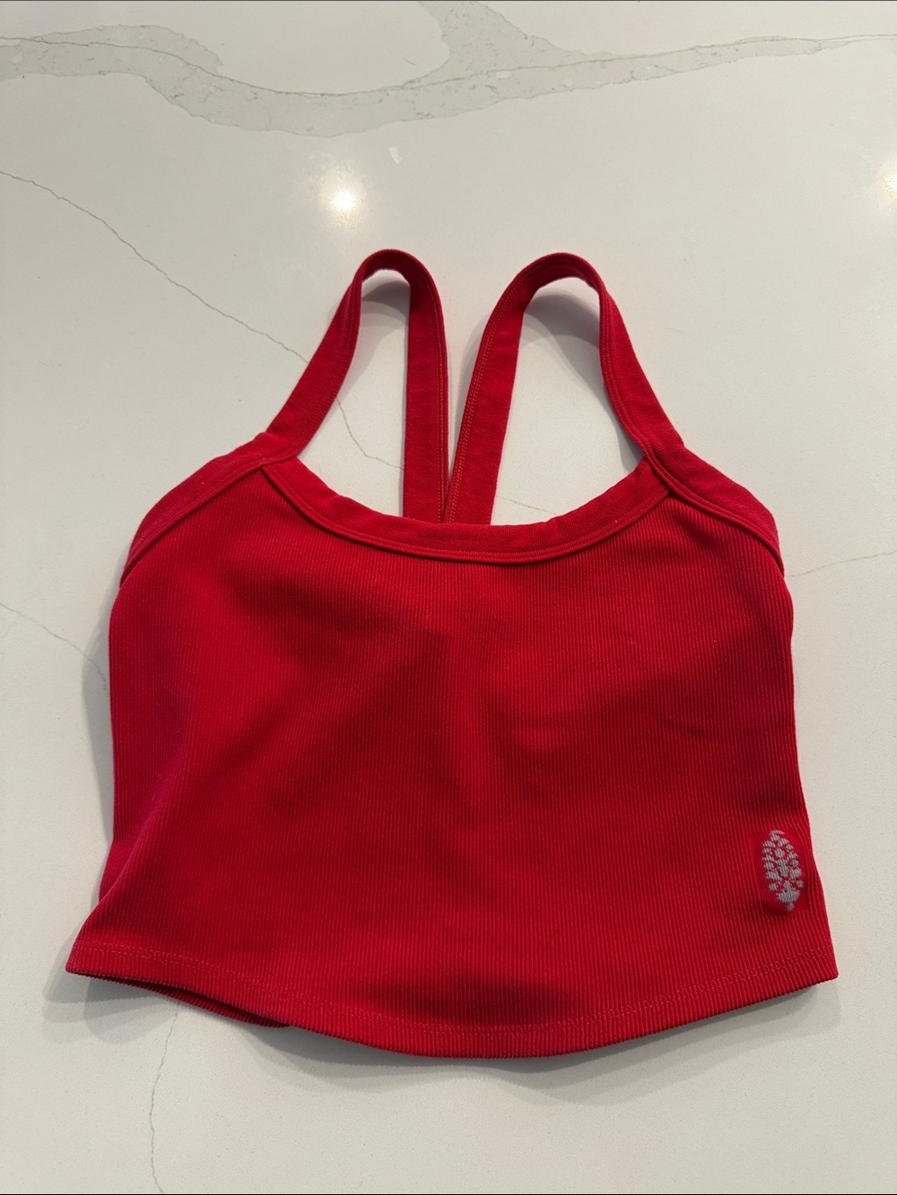 Free People Red Cropped Tank Top with Strappy Back